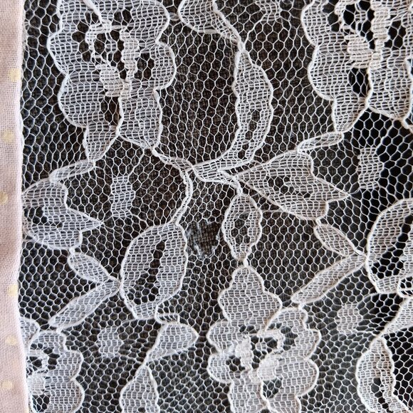 Vintage Pink Swiss Dot Lace Dress Cottagecore Prairie Frilly Dress Lolita - Picture 9 of 9